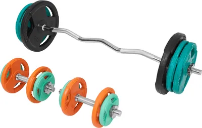 Produktbild von GORILLA SPORTS® Hantelset 70 kg - 4x1,25kg, 4x2,5kg, 4x5kg, 2x10kg Gewichte, SZ Curlstange 120 cm, Kurzhanteln, 30 mm, verchromt, gerändelt, Gusseisen, Gummi, Sternverschlüssen - Langhantel Set