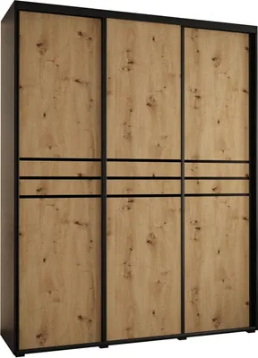 Produktbild von MEBLE KRYSPOL Davos 10 Schrank, drei Türen - 235,2x200x60 cm - Schwarz Artisan Schwarz