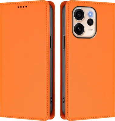 Immagine prodotto di Custodia in pelle per Oppo Reno15 5G, custodia magnetica in Finto cuoio con supporto Arancione