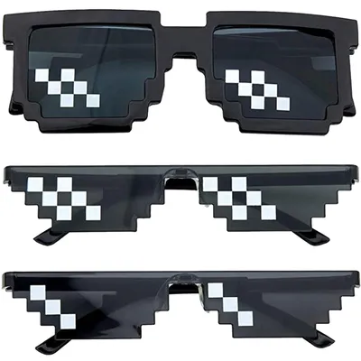 3 Pixel-Mosaik-Sonnenbrillen, schwarz, Partybrille, Unisex