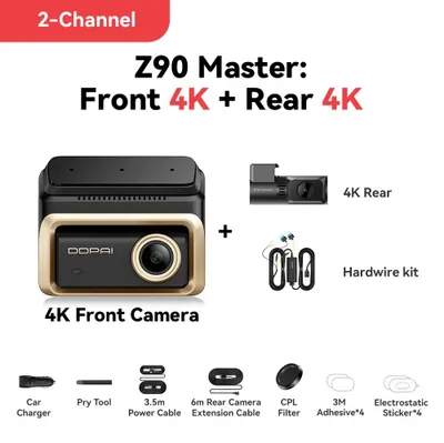 Produktbild von Dashcam - Z90Master Autokamera - 2-Kanal - 4K vorne und hinten - HDR - ADAS - 5-GHz-WLAN - Ohne SD-Karte