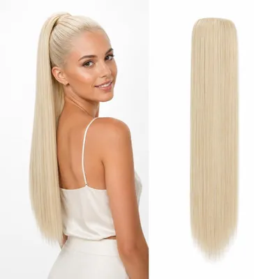 Produktbild von 55 cm Haarverlängerung, Pferdeschwanz – Glattes, platinblondes Haar