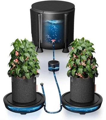 Produktbild von Famanu Automatisches Bewässerungssystem 2er Set mit 50 Liter Wasserreservoir - Selbstbewässerung für Zimmerpflanzen