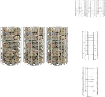 Obrázok produktu pre vidaXL Gabionové vyvýšené záhony 3 ks. Okrúhle z pozinkovanej ocele Ø30x50 cm - Kvetináče a sadenice