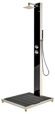 Produktbild von IDEAL Glasdusche KUBA (schwarz) inkl. WPC Bodenplatte