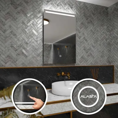 Produktbild von Badspiegel mit LED Beleuchtung und Touch-Schalter - Giza - 50 cm, 100 cm