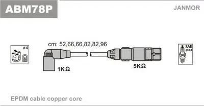 Produktbild von JANMOR ABM78P Zündkabelsatz Zündleitungssatz für VW Transporter IV Bus (70B, 70C, 7DB, 7DK, 70J, 70K, 7DC, 7DJ)