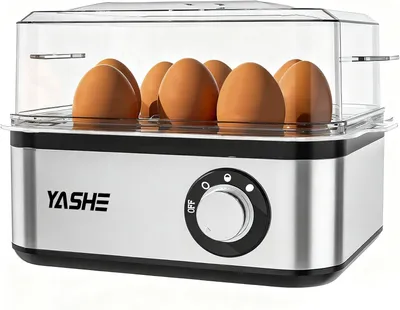 Image de Cuiseur à œufs YASHE 8 œufs, 500 W, 3 cuissons, argenté