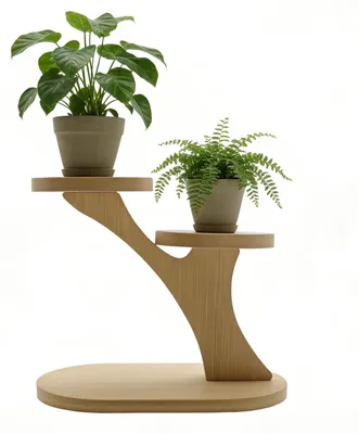 Produktbild von Kleines Pflanzenregal aus Holz, 2-stöckiger Pflanzenständer, vielseitiger Pflanzenhalter für Zuhause, Büro und Gartendekoration (2 Etagen)
