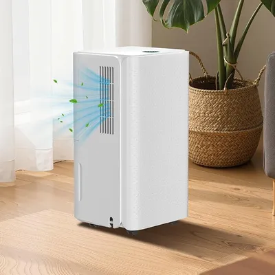 Productafbeelding van Luchtontvochtiger 16 liter per 24 uur, ruimteontvochtiger met slaapstand, elektrische luchtontvochtiger met 24-uurs timer, ontdooifunctie, ontvochtiger tegen vocht, luchtontvochtiger voor kelders, ongeveer 30 graden Celsius
