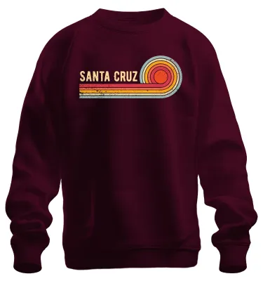 Immagine prodotto di SANTA CRUZ Retro Vintage Surf Sun Beach California Waves Felpa Unisex Pullover, Borgogna, L