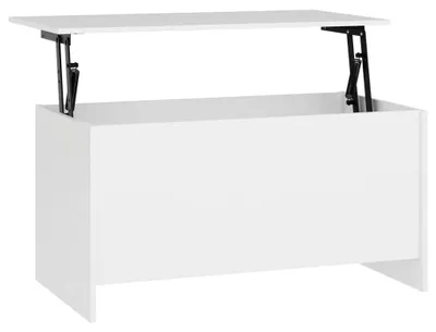 Immagine prodotto di Tavolino da salotto regolabile in altezza con spazio contenitore, colore bianco