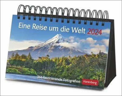 Produktbild von Eine Reise um die Welt Premiumkalender 2024. Tages-Tischkalender zum Umklappen, mit faszinierenden Aufnahmen aus aller Welt. Hochwertiger Foto-Tischkalender 2024