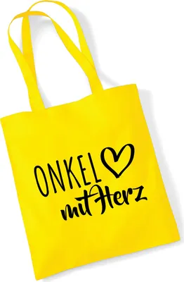Produktbild von Huuraa Jutebeutel Onkel mit Herz 10 Liter Yellow Baumwolle Tasche Geschenkidee