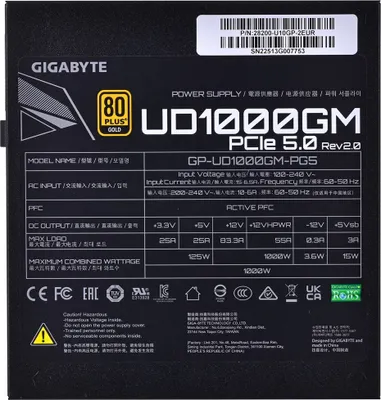 Productafbeelding van Gigabyte GP-UD1000GM PG5 2.0, voeding, 1000 Watt