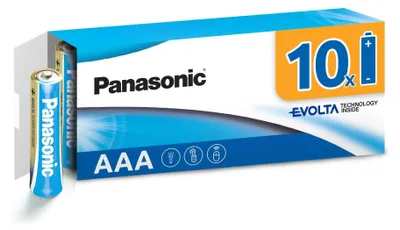 Obrázok produktu pre Batérie Panasonic AAA, technológia EVOLTA, balenie 10 kusov, alkalické batérie, typ A