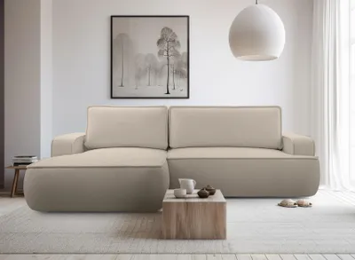 Image de AX LIVING Ablia Beige Canapé forme L avec fonction sommeil largeur 267 cm G