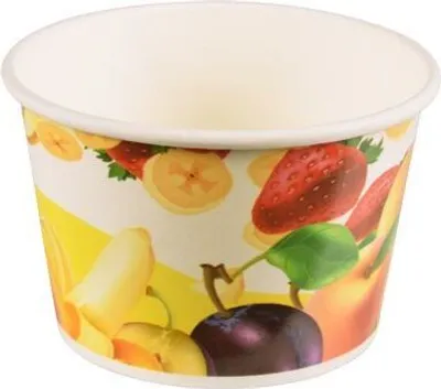 Produktbild von 1000 tradingbay24 Eisbecher, Pappe rund 250 ml Ø 9,5 cm, 6,2 cm tbU90238 Eis-Schale Dessertschalen Früchte-Dekor