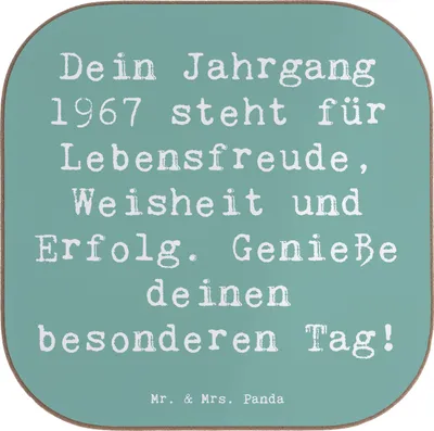 Produktbild von Mr. & Mrs. Panda Holzuntersetzer Spruch 1967 Geburtstag - Meeresbrise - Geschenk, Glückwunsch, Augenblick, Coaster, Geburtsjahr, Alter, Jahrgang, Untersetzer für Gläser