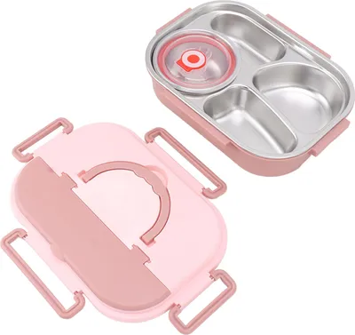 Image de Boîte à lunch isolée en acier inoxydable 4 grilles Prévention de la corrosion Antirouille Boîte à bento portable pour enfants adultes