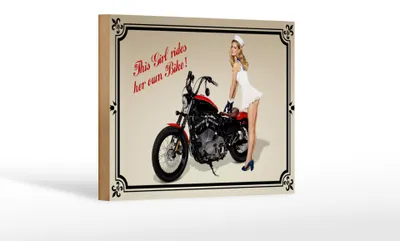 Produktbild von Holzschild Motorrad 18x12cm this girl rides her own Biker