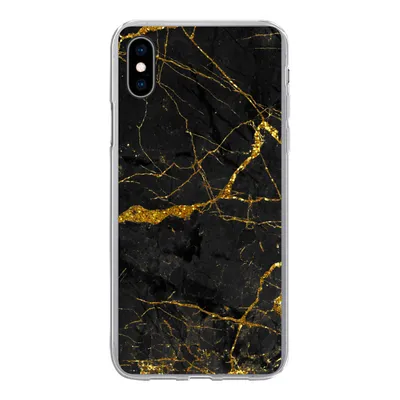 Produktbild von MuchoWow® Handyhülle Schutzhülle Hülle für iPhone Xs Marmor - Gold - Schwarz - Marmoroptik - Luxus - Glitzer Silikon Softcase Handy Hülle - Handytasche