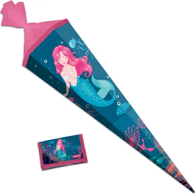 Produktbild von itenga Schultüte 85cm mit Brustbeutel Set MEERJUNGFRAU