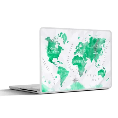 Produktbild von MuchoWow® Laptop Aufkleber Sticker Cover Weltkarte - Ölfarbe - Grün 30x22 cm - Laptop-Sticker