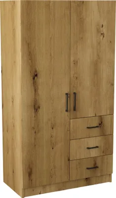 Produktbild von Masseno Drehtürenschrank PINELLO 96/177/50 cm 2-türig Schlafzimmer Schrank Kleiderschrank Eiche Artisan