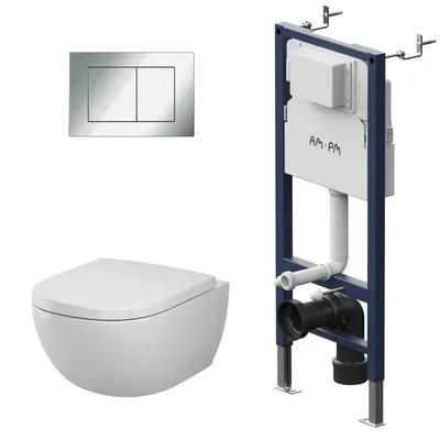 Produktbild von WC-Komplettset Above mit Vorwandelement und Betätigungsplatte in Chrom - IIS90251.AB1900