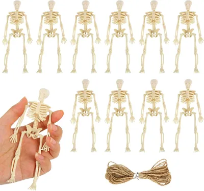 Zdjęcie produktu dla Dekoracje na Halloween – zestaw dekoracji w kształcie szkieletu, 10 elementów, 15 cm