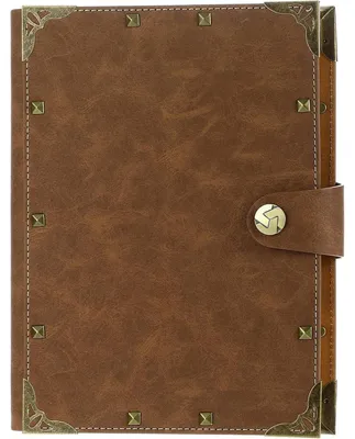Image de Cahier A5 ligné, couverture en cuir, couleur marron foncé, 200 pages, rechargeable, reliure à anneaux, papier 100 GSM