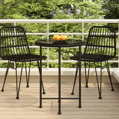 Produktbild von "2024"cloris Esstisch Schwarz Ø55 cm Hartglas und Stahl - Gartentische CHY80860432