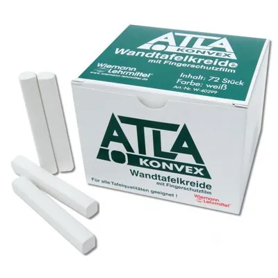 Produktbild von ATLA Tafelkreide Weiß, konvexe Form, im Karton, 72 Stück | Wiemann Lehrmittel