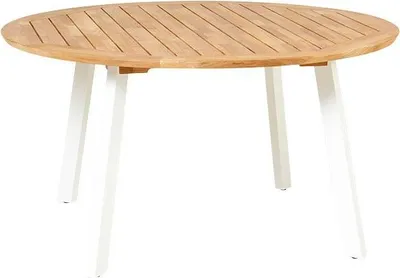Produktbild von Diana Mosaic Tisch Rund Durchmesser 145 cm aus Teakholz Natur Beine Alu Weiß