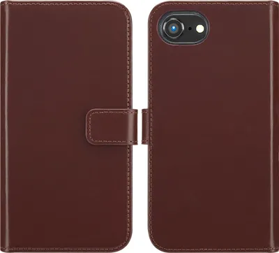 Immagine prodotto di Selencia Custodia a libro in vera pelle per iPhone 16e - Marrone