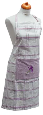 Produktbild von ARÔME HOME Küchenschürze Violett kariert mit Lavendel-Stickerei