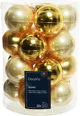 Produktbild von Weihnachtskugeln Glas 6cm x 20 Stück - Hellgold / Perle Mix