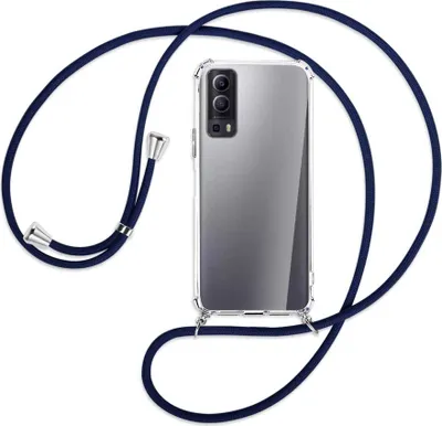 Produktbild von Handykette Backcover-Schutzhülle mit Band (Metall silberfarben) für vivo Y52 5G / Y72 5G / vivo iQOO Z3 - dunkelblau