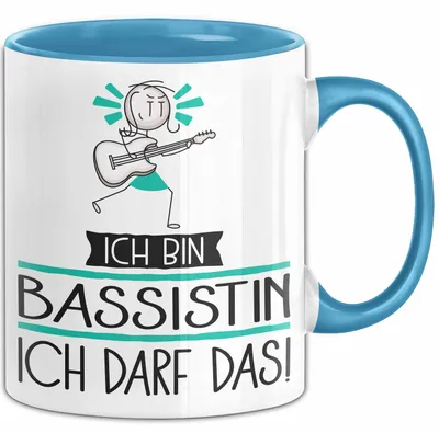 Produktbild von Geschenk für Bassistin Tasse Lustige Geschenkidee Geburtstag Ich Bin Bassistin Ich Darf Das (Blau)