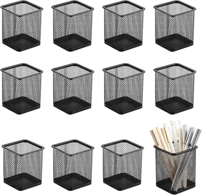 Produktbild von Stifthalter 12 Stück, schwarz, Metall, Drahtmetall, für Büro