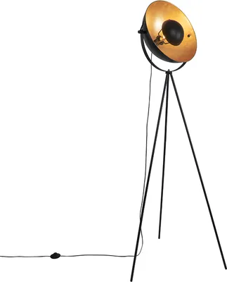 Produktbild von Stehlampe Schwarz mit Goldenem 42 cm Verstellbarem Stativ Magnax