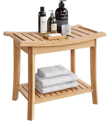Immagine prodotto di Sgabello da bagno con doccia HOS-BA-001, 60 x 33 x 46 cm, bambù