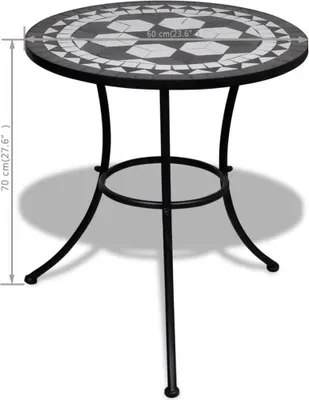 Produktbild von vidaXL Bistrotisch Schwarz und Weiß 60 cm Mosaik