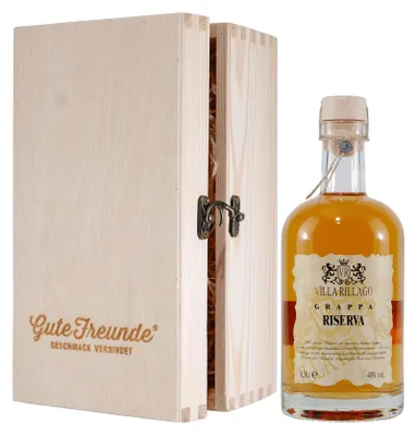 Produktbild von Villa Rillago Riserva Grappa mit Geschenk-Holzkiste