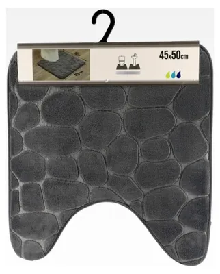 Produktbild von WC-Vorleger mit Ausschnitt, weicher rutschfester Badezimmerteppich, Badteppich aus Memory Foam und Mikrofaser aus Polyester, Badvorleger 45x50 cm für die Toilette (Dunkelgrau)