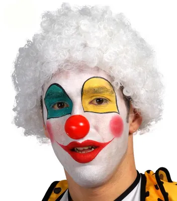 Productafbeelding van Witte clown-krullen pruik voor volwassenen