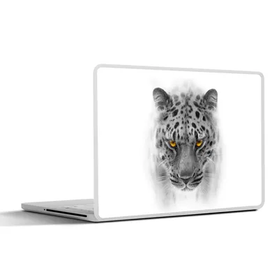 Produktbild von MuchoWow® Laptop Aufkleber Sticker Cover Leopard - Schwarz - Weiß - Kopf 31x22.5 cm - Laptop-Deko