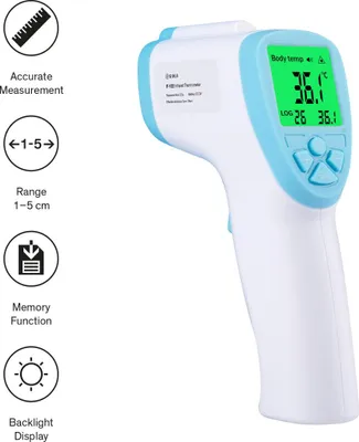 Produktbild von SINJI Infrarot-Thermometer -  - Misst berührungslos die Körpertemperatur - Stirn - Hygienisch - LCD-Display