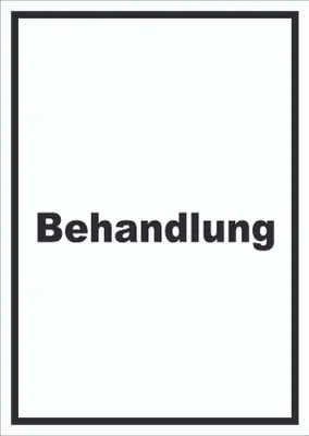 Produktbild von Behandlung Schild mit Text Behandlungsraum hochkant A4 Rückseite selbstklebend